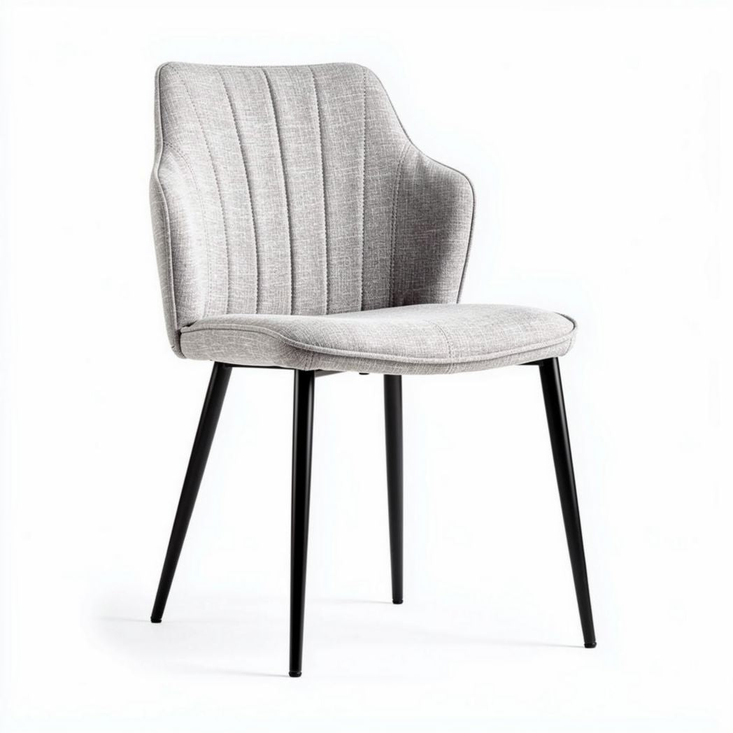 Chaise en tissu gris avec pieds en métal noir dimensions 45 x 55 x 80cm