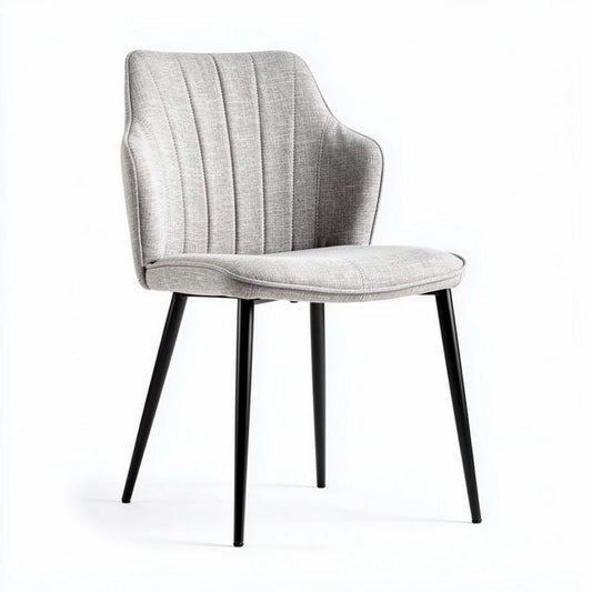 Chaise en tissu gris avec pieds en métal noir dimensions 45 x 55 x 80cm