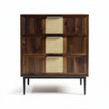 Meuble de rangement en bois avec trois tiroirs en rotin 70 x 40 x 90cm