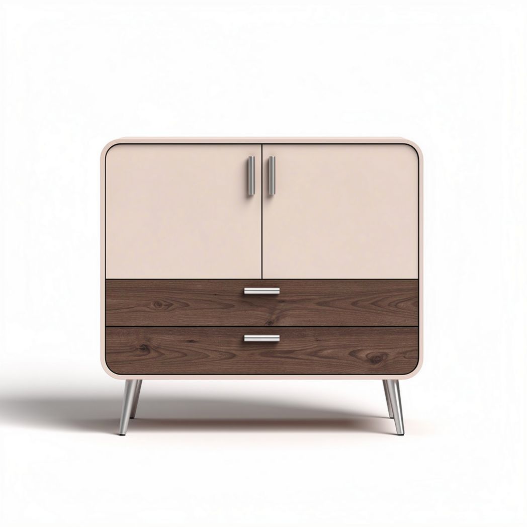 Meuble de rangement en bois avec deux portes et deux tiroirs 80 x 40 x 75cm