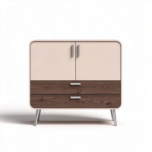 Meuble de rangement en bois avec deux portes et deux tiroirs 80 x 40 x 75cm