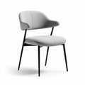 Chaise en tissu gris avec accoudoirs et structure en métal noir 45 x 55 x 80cm