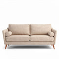 Canapé en tissu beige avec coussins rond en bois 210 x 90 x 85cm