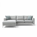 Canapé d'angle gris en tissu 240 x 90 x 85cm avec coussins décoratifs