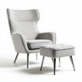 Fauteuil en tissu gris avec repose-pieds en métal 80 x 80 x 100cm